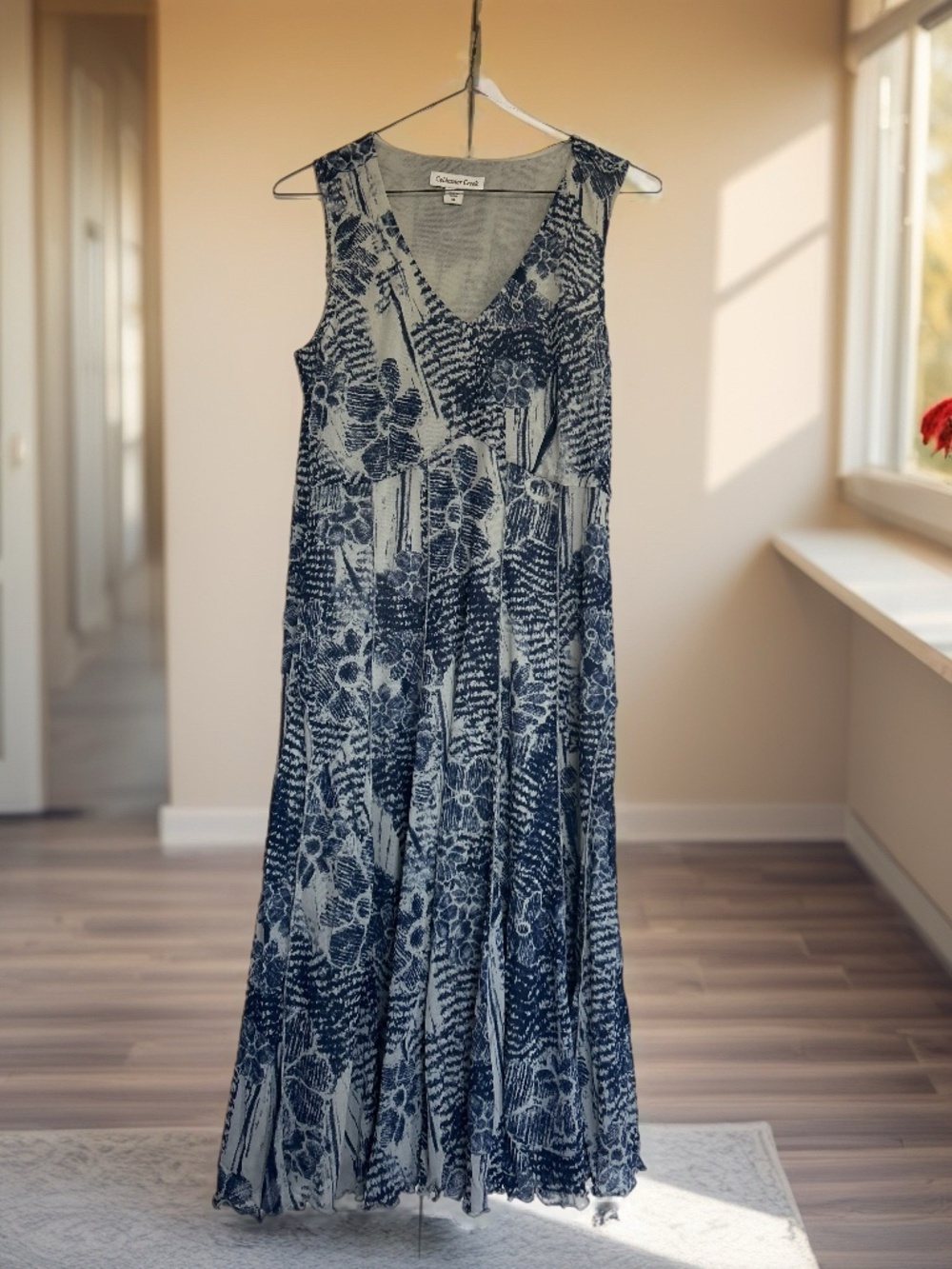 New Blue Seamed Mesh Coldwater Creek Sleeveless Dress Size 10 Lined